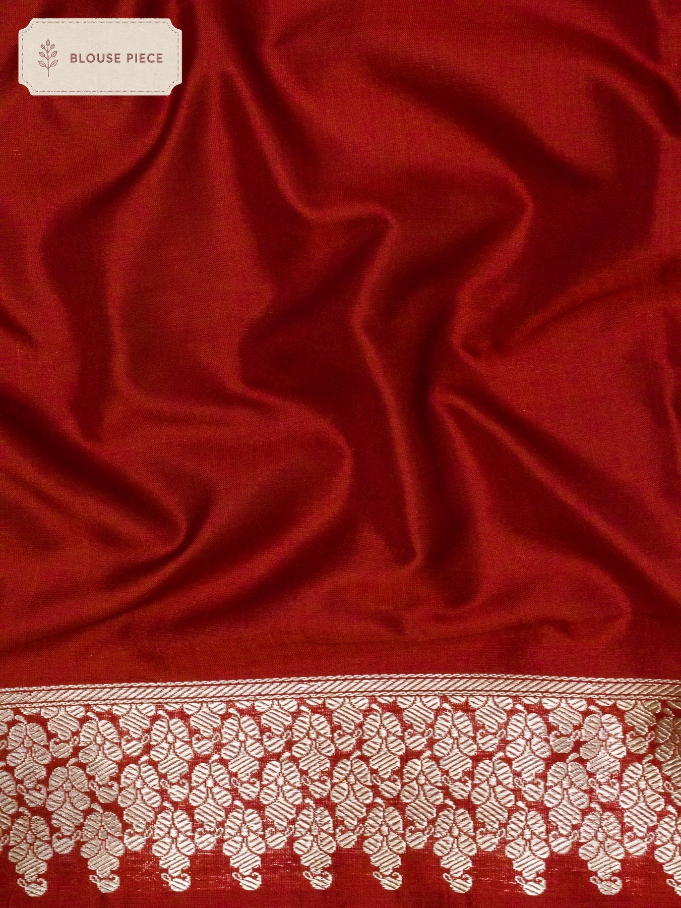Pure Satin Silk Tissue Red Banarasi Handloom Saree with Khaddi Zari Brocade & Contrast Piping - close-up - ZARISPIRE