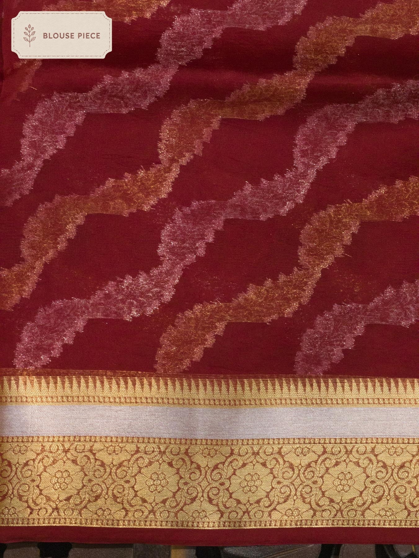 Pure Organza Silver Multicolor Red Kora Silk Saree Zari and Gold - close-up - ZARISPIRE