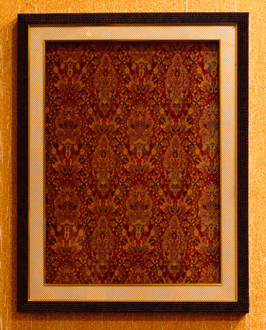 Banarasi Silk Hand Woven Multi Kimkhwab Brocade Wall Frame 17" x 22" - Maroon Red