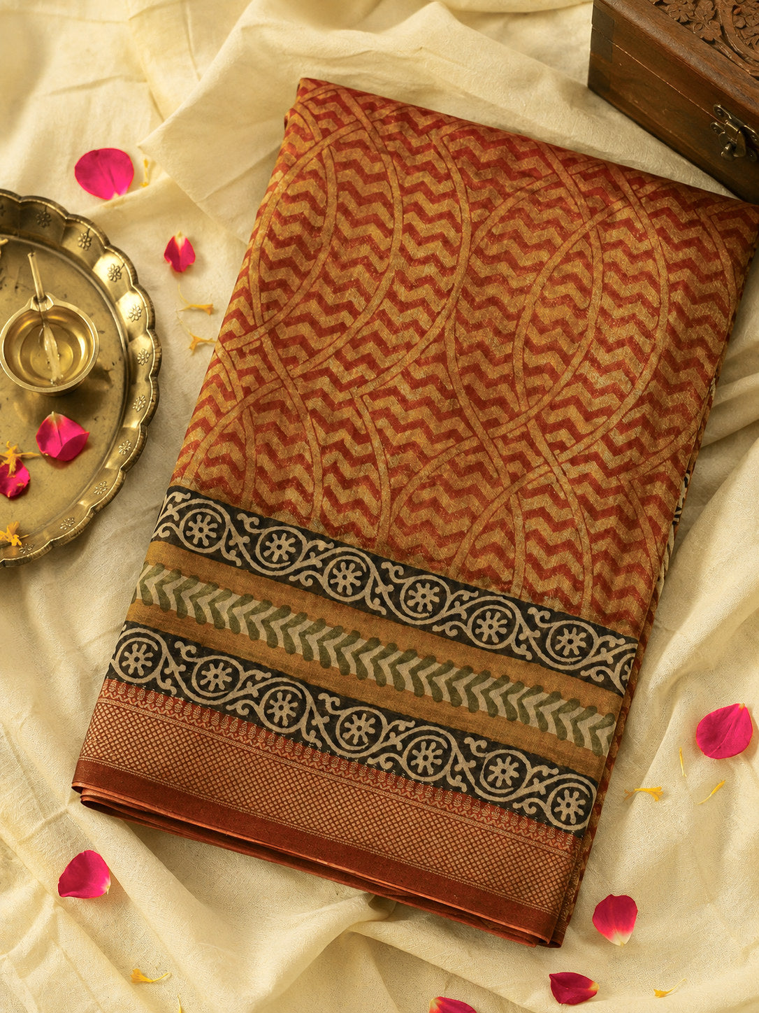 Yellow Pure Silk Cotton Chanderi Maheshwari Banarasi Block Print Saree Designer Zari Border
