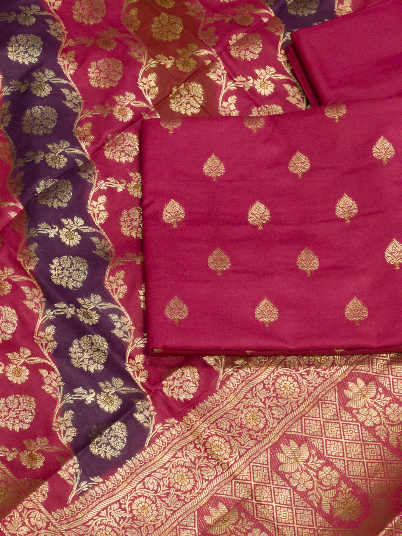 Hot Rani Mulberry Viscose Hand Rangkaat Suit 3 Pcs Set
