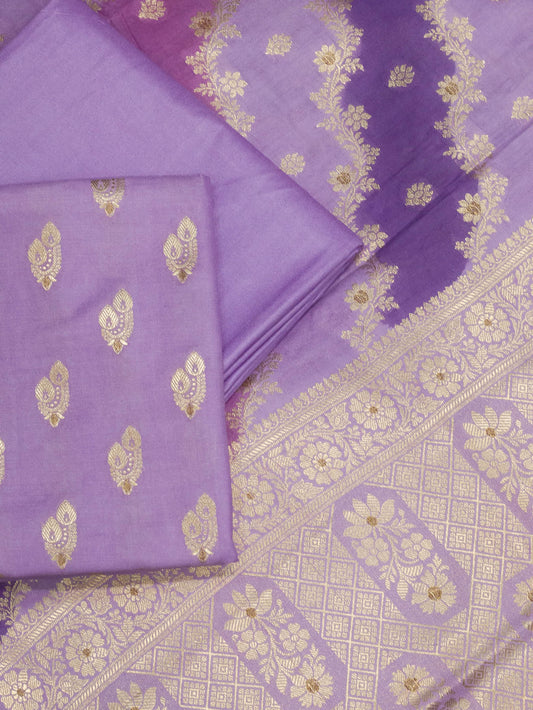 Light Lavender Mulberry Viscose Hand Rangkaat Suit 3 Pcs Set