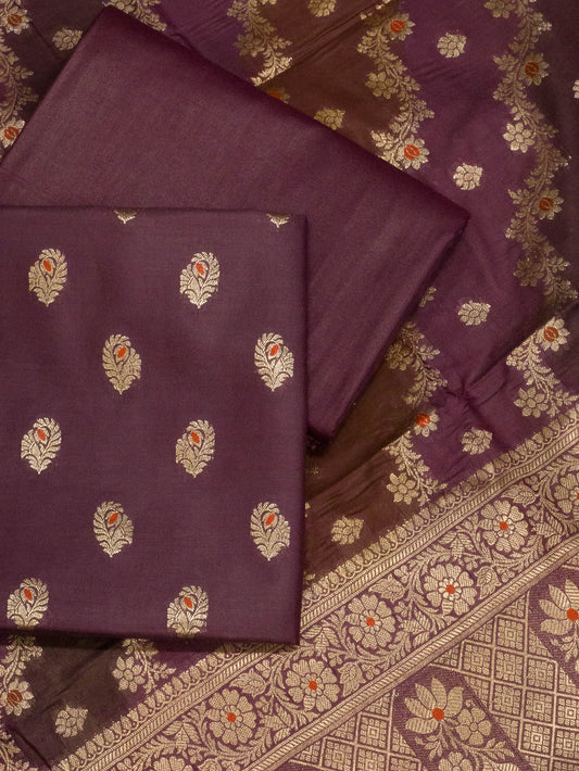 Wine Garnet Mulberry Viscose Hand Rangkaat Suit 3 Pcs Set