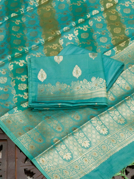 Firozi Green Mulberry Viscose Hand Rangkaat Suit 3 Pcs Set
