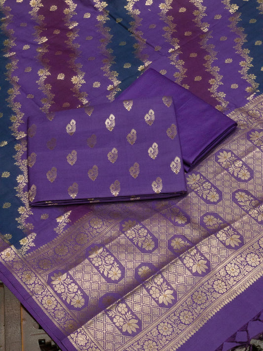 Uda Purple Mulberry Viscose Hand Rangkaat Suit 3 Pcs Set