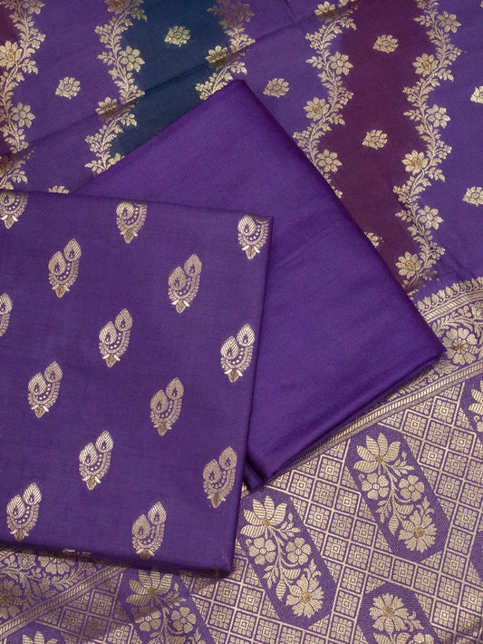 Uda Purple Mulberry Viscose Hand Rangkaat Suit 3 Pcs Set