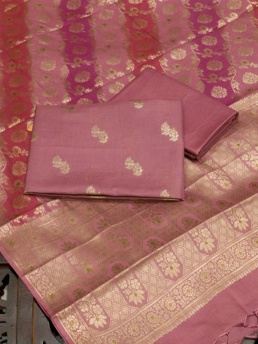 Pinkish Mauve Mulberry Viscose Hand Rangkaat Suit 3 Pcs Set