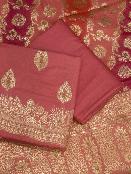 Baby Pink Mulberry Viscose Hand Rangkaat Suit 3 Pcs Set