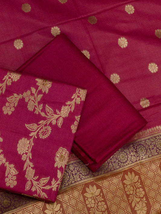 Hot Pink Mulberry Viscose Hand Rangkaat Suit 3 Pcs Set