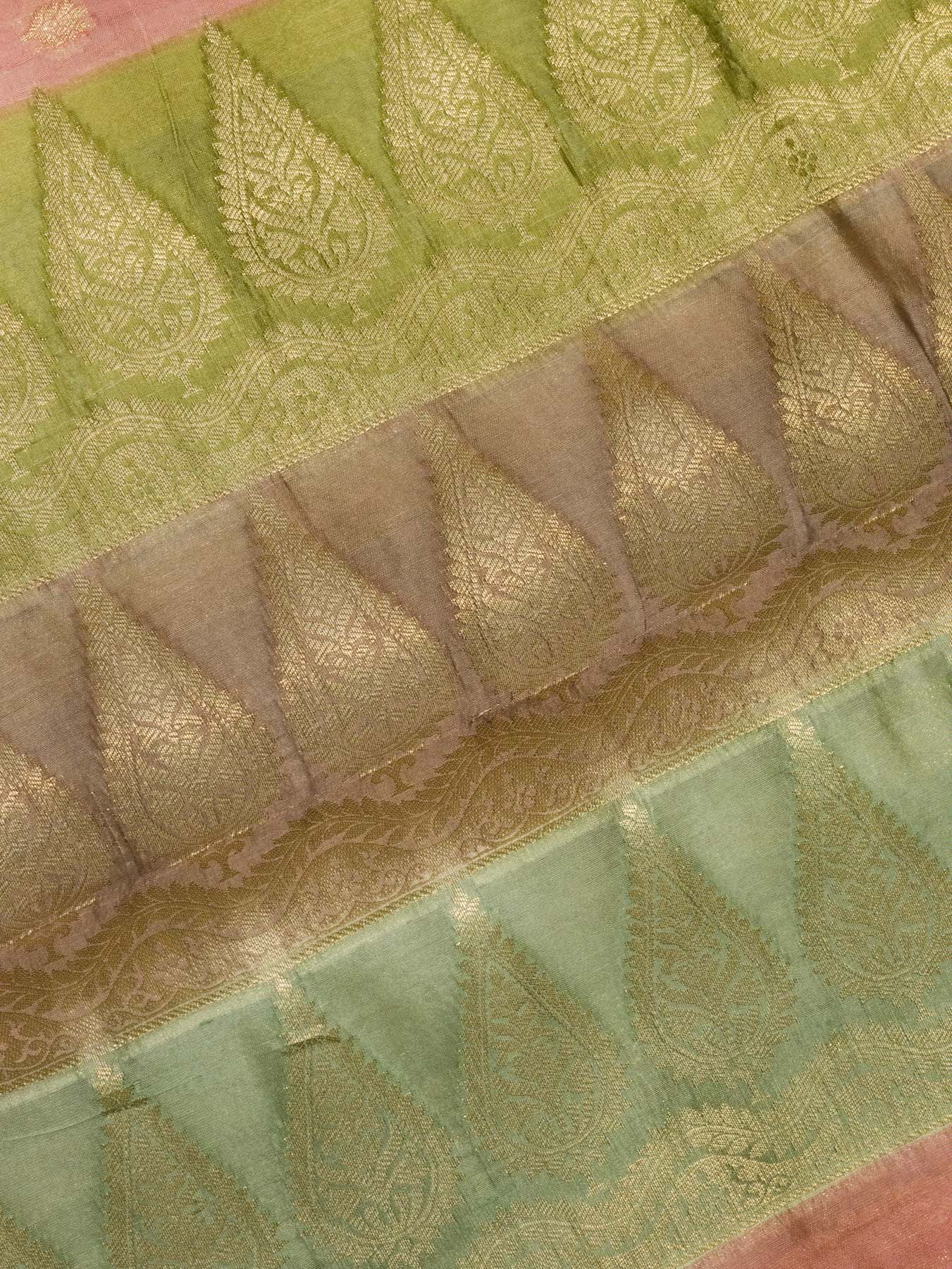 Multicolor Pastel Hues Pure Dupion Silk Saree with Zari Tilfi Meenakari & Hand Rangkaat