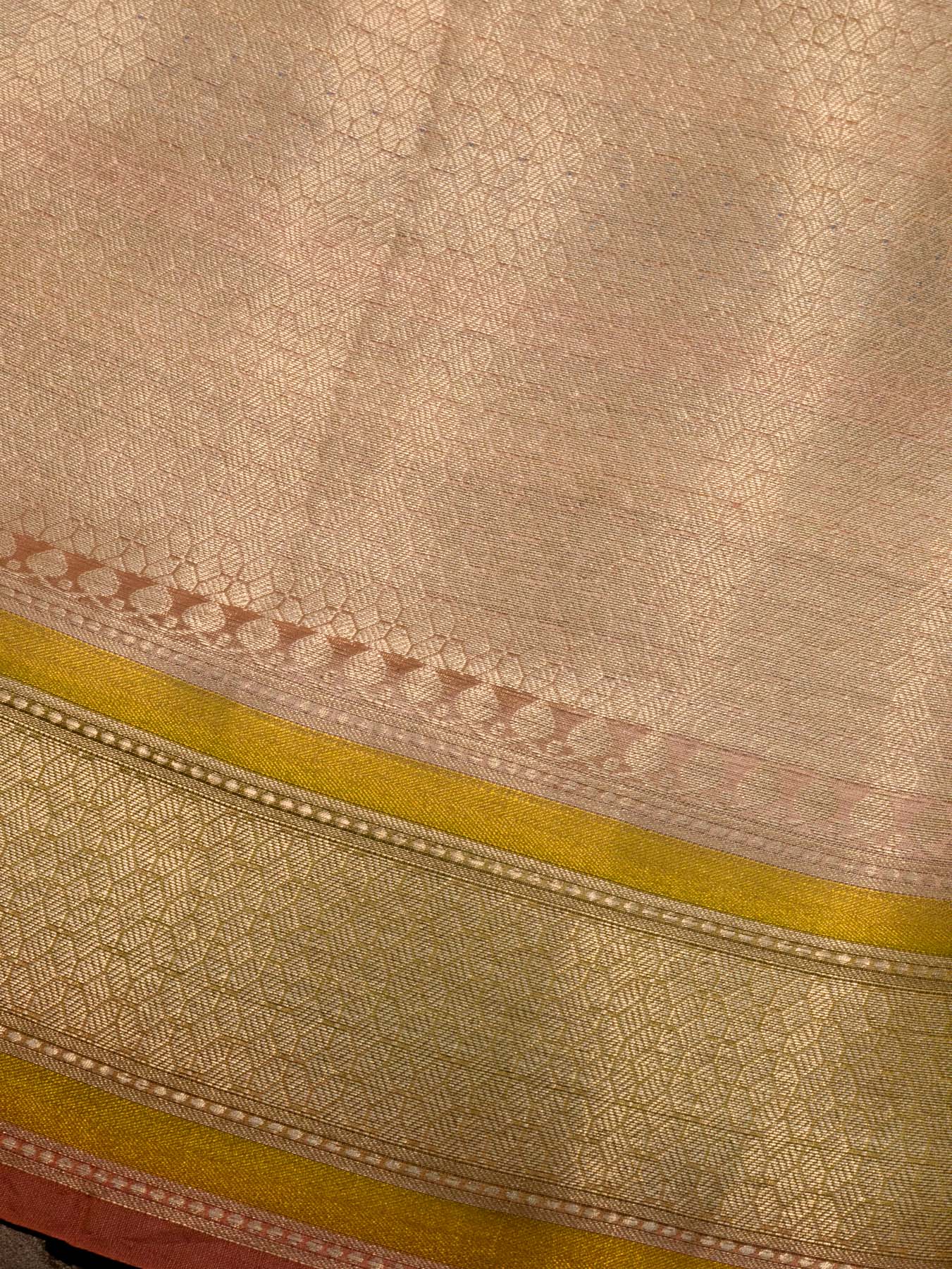 Multicolor Pastel Hues Pure Dupion Silk Saree with Zari Tilfi Meenakari & Hand Rangkaat