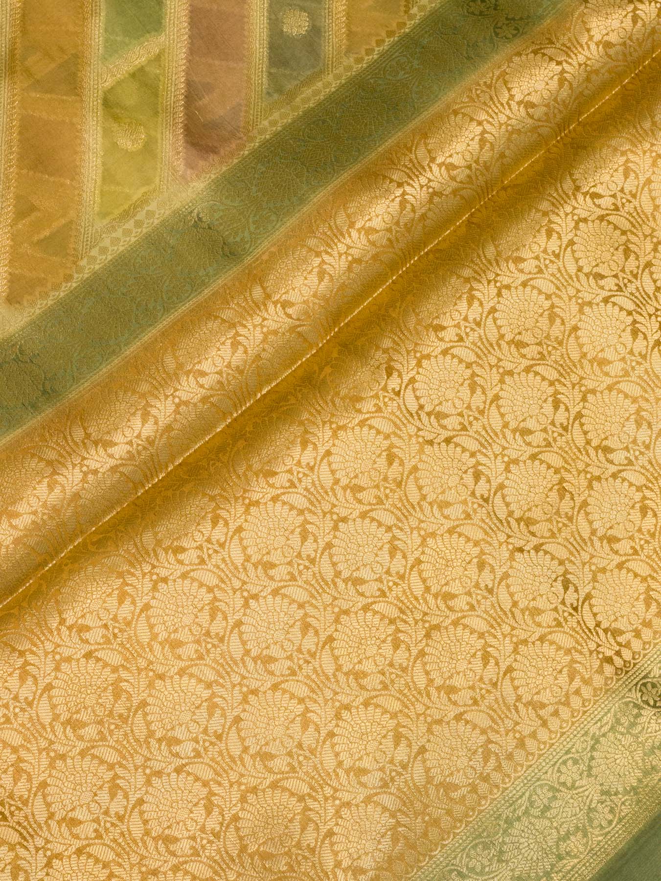 Multicolor Pastel Hues Pure Dupion Silk Saree with Zari Tilfi Meenakari & Hand Rangkaat