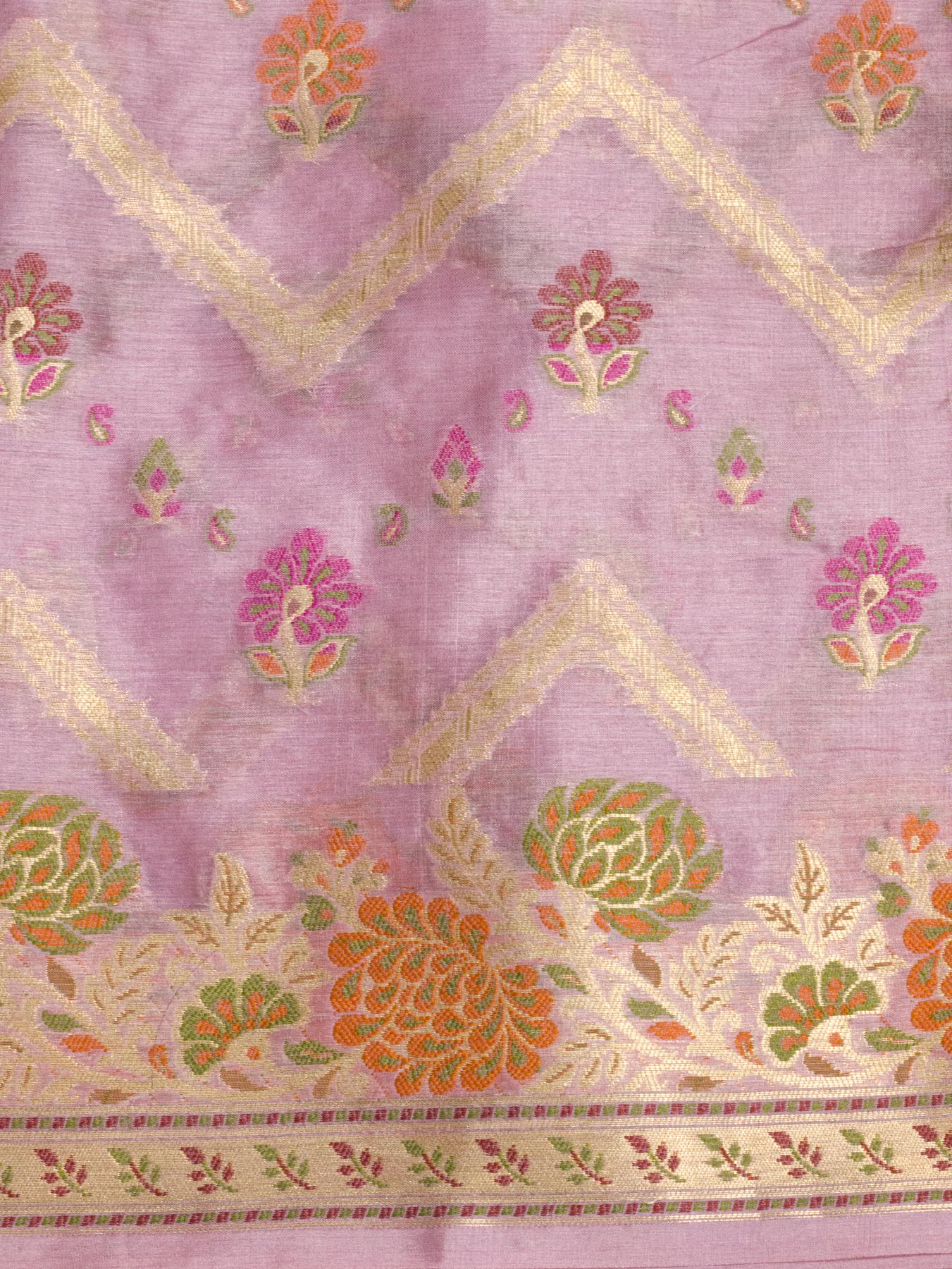 Mauve Pure Tussar Silk Saree Zari Tilfi Meenakari