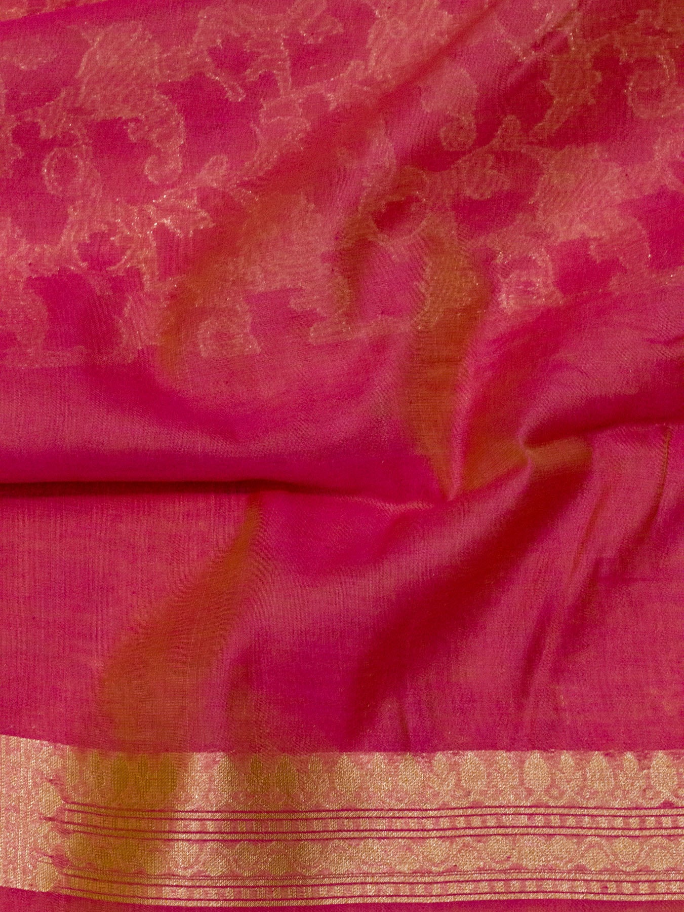 Light Pink Cotton Viscose Jamdani Khaddi Saree with Silver & Gold Zari Jaal