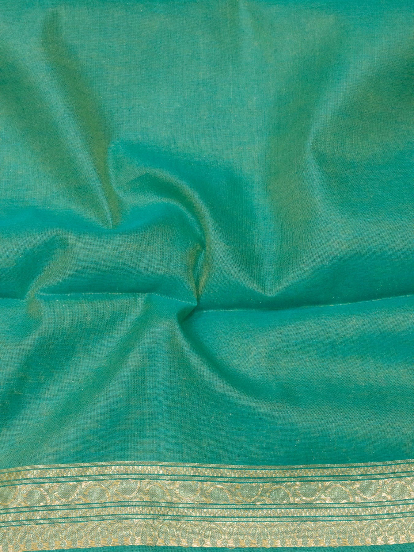 Light Firozi Blue Cotton Viscose Jamdani Khaddi Saree with Silver & Gold Zari Jaal