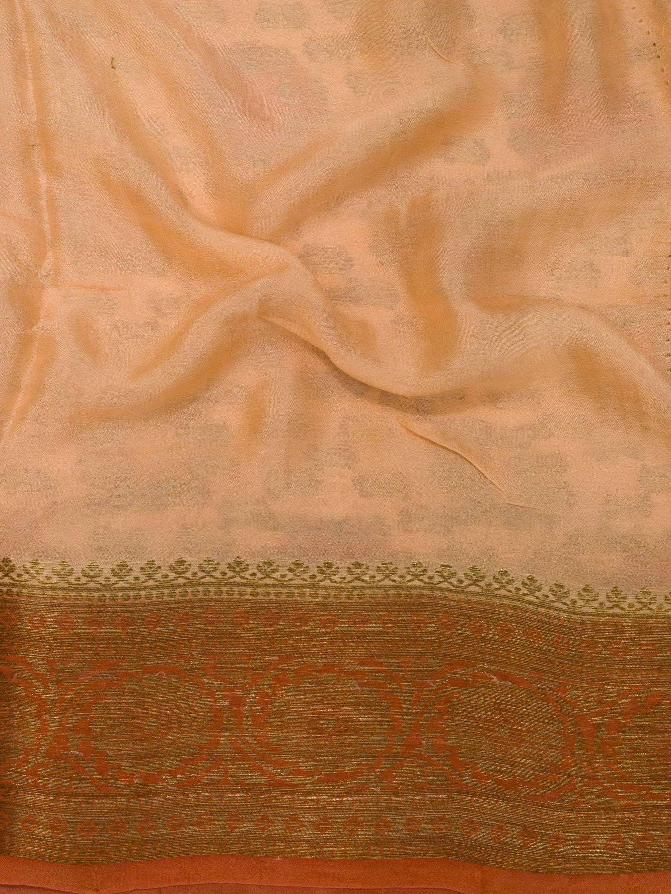 Multicolor Pink Pure Georgette Silk Saree with Hand Brush Work & Antique Zari Weaving