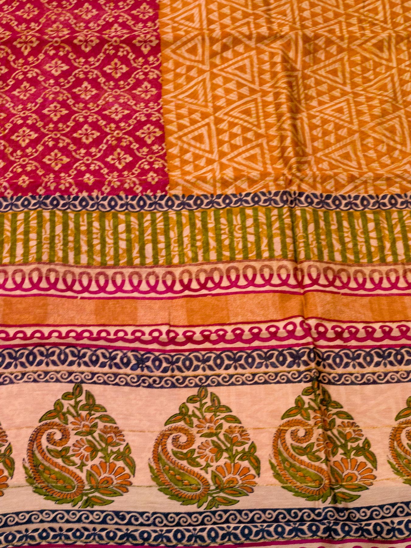 Deep Rose Pink Pure Silk Cotton Chanderi Maheshwari Banarasi Block Print Saree Designer Zari Border