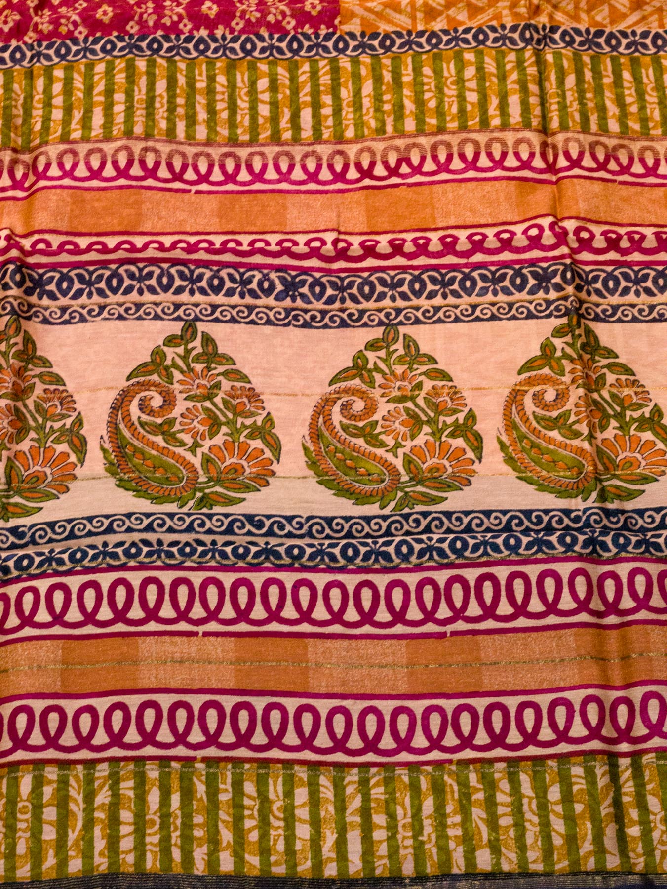 Deep Rose Pink Pure Silk Cotton Chanderi Maheshwari Banarasi Block Print Saree Designer Zari Border