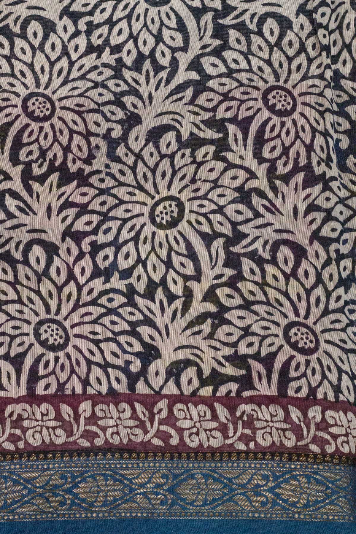 Magenta Pink Pure Silk Cotton Chanderi Maheshwari Banarasi Block Print Saree Designer Zari Border