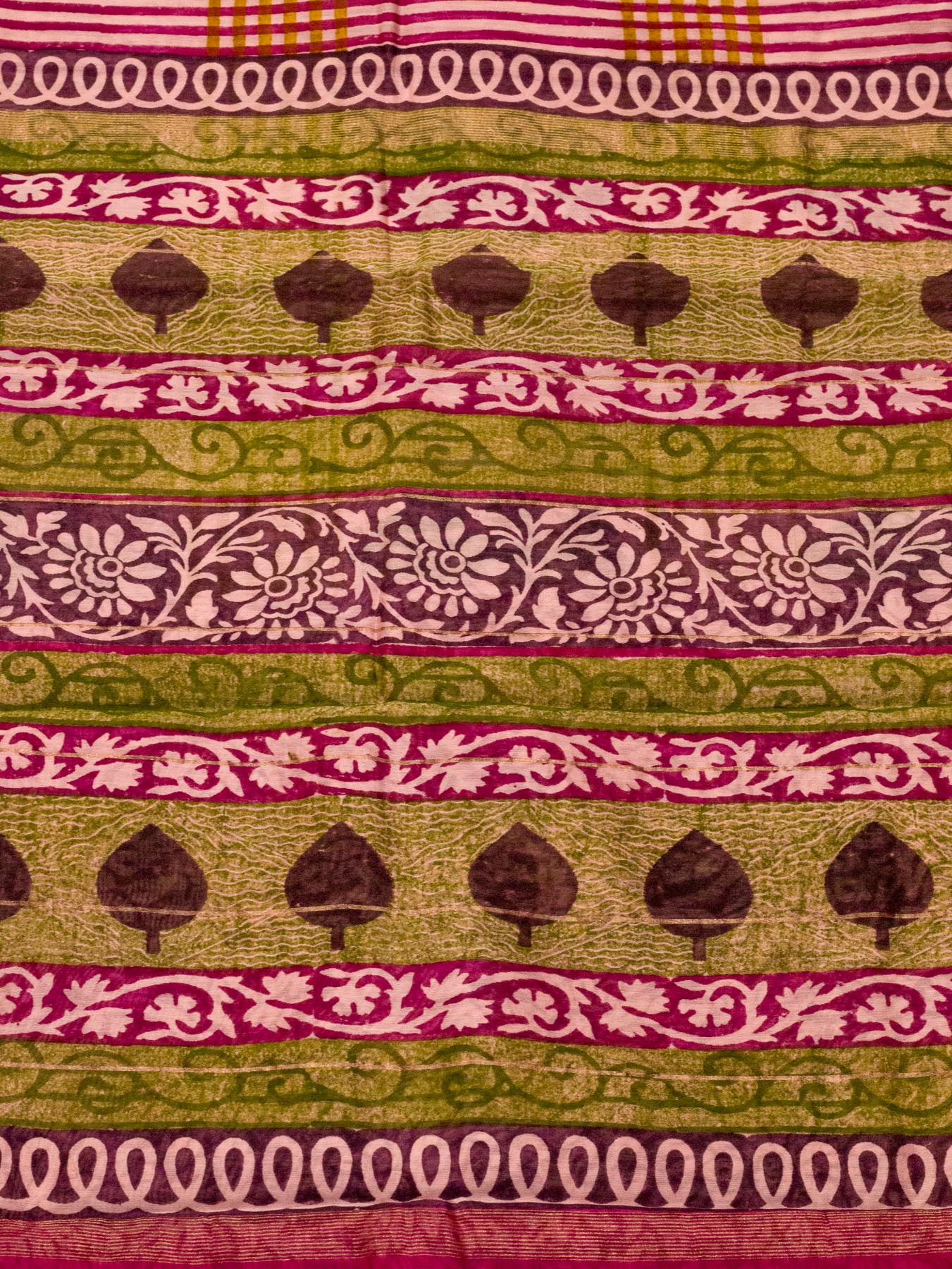 Pink Pure Silk Cotton Chanderi Maheshwari Banarasi Block Print Saree Designer Zari Border
