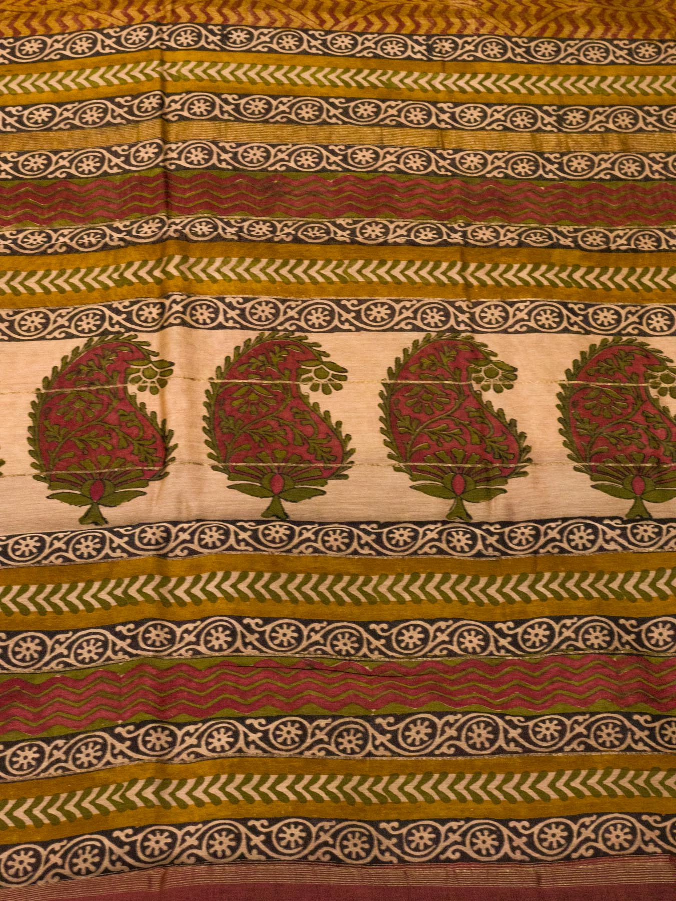Yellow Pure Silk Cotton Chanderi Maheshwari Banarasi Block Print Saree Designer Zari Border