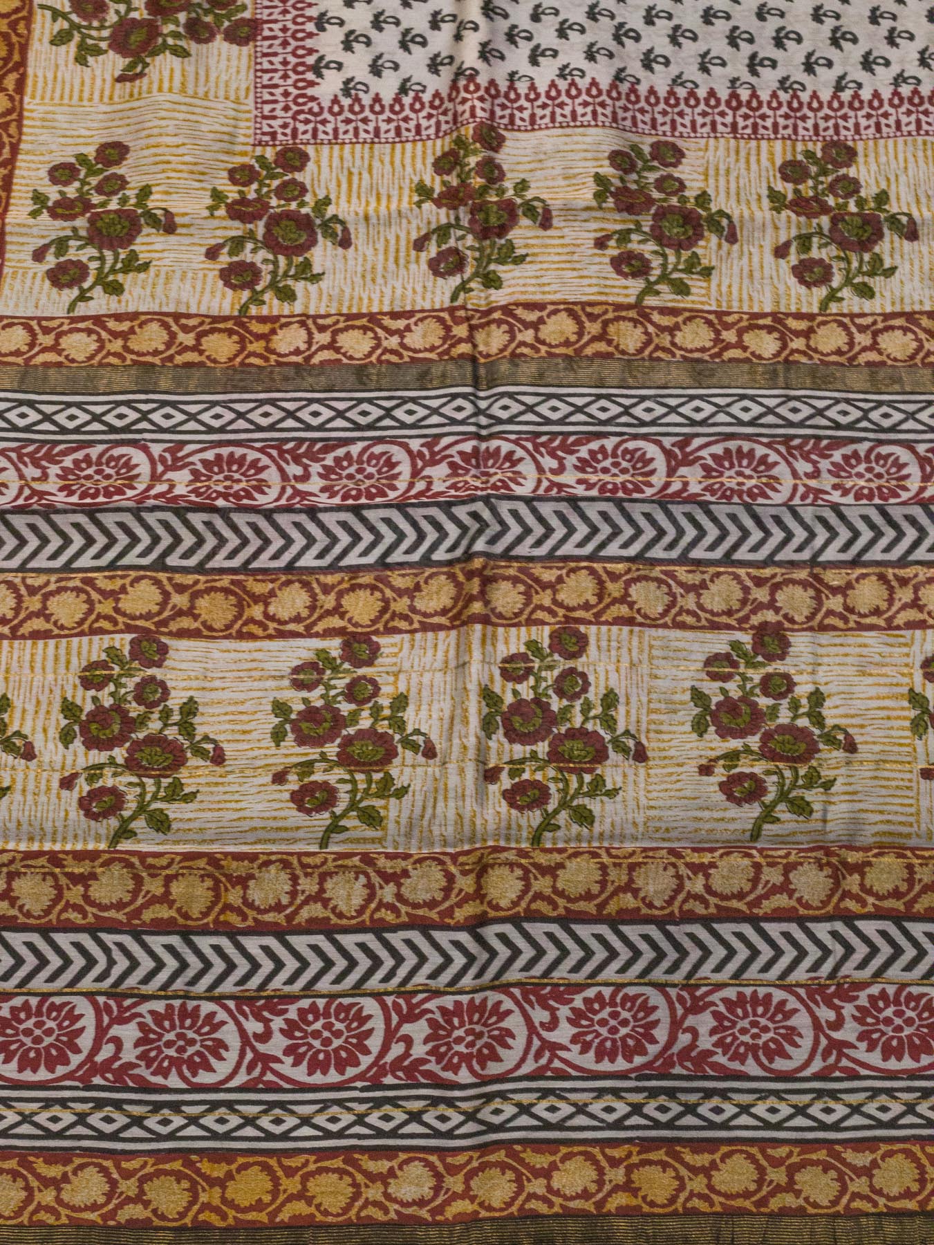 Blue Silk Cotton Chanderi Maheshwari Banarasi Block Print Saree Designer Zari Border