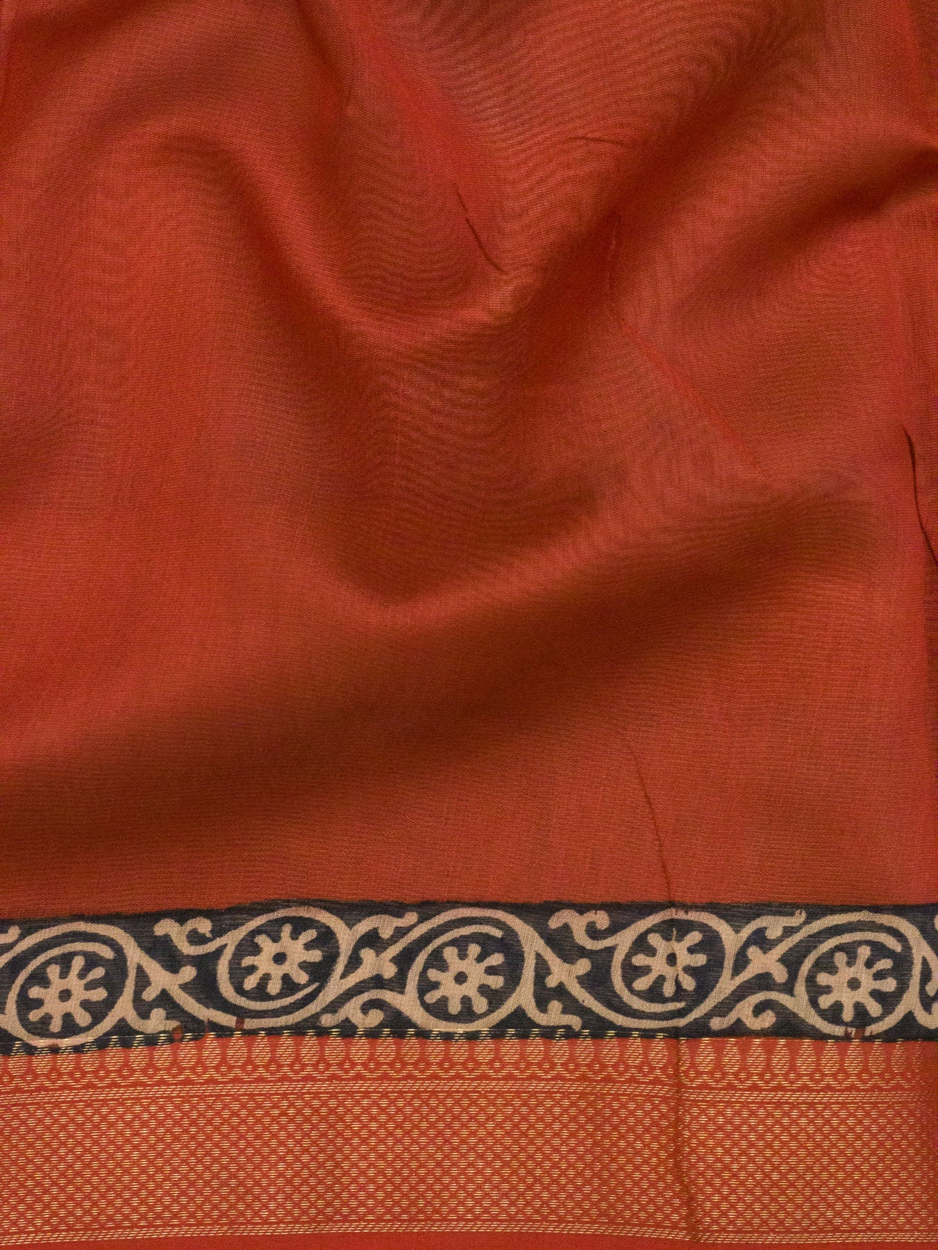 Salmon Peach Silk Cotton Chanderi Maheshwari Banarasi Block Print Saree Designer Zari Border
