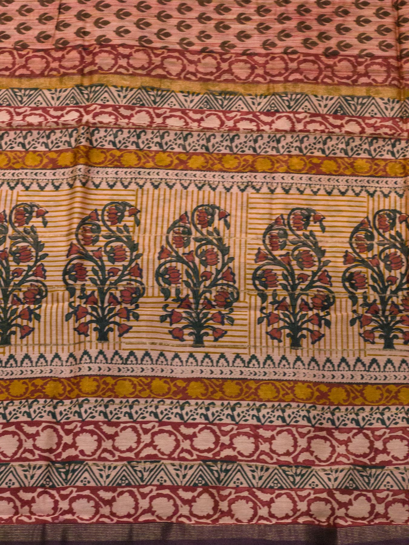 Rose Pink Silk Cotton Chanderi Maheshwari Banarasi Block Print Saree Designer Zari Border