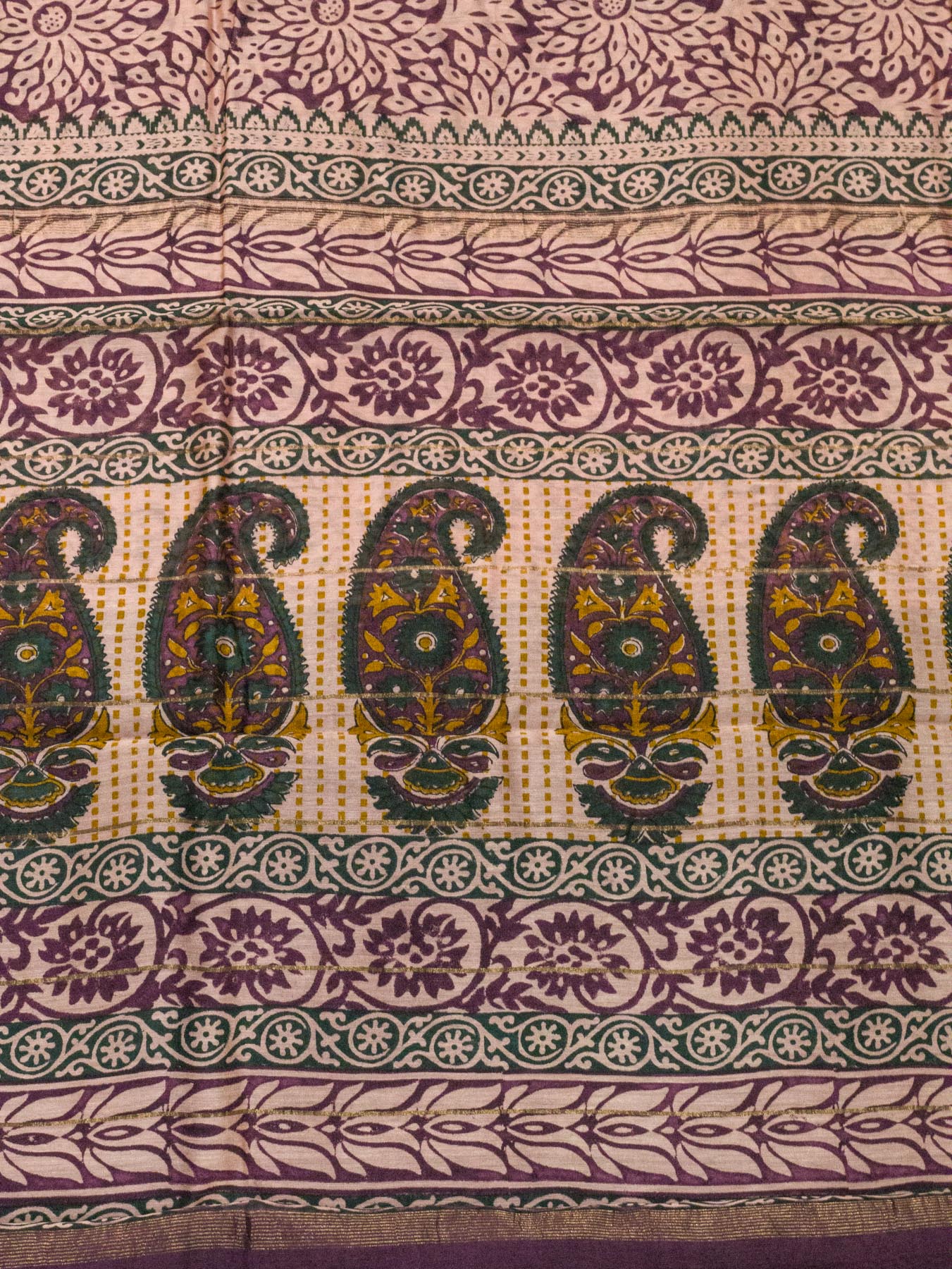 Lavandar Purple Silk Cotton Chanderi Maheshwari Banarasi Block Print Saree Designer Zari Border