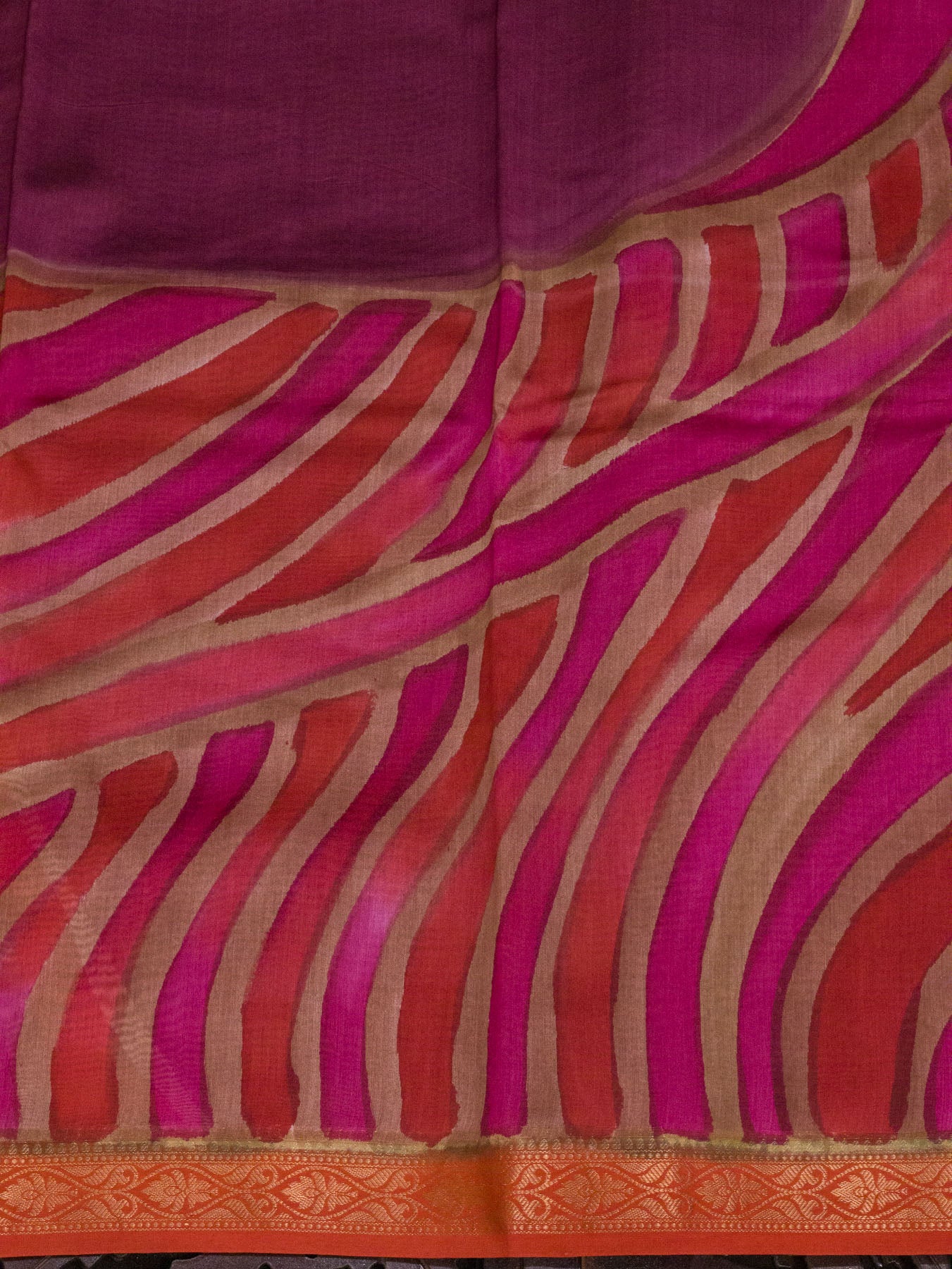 Raspberyy Pink Pure Silk Cotton Chanderi Maheshwari Saree Hand Brush Painted