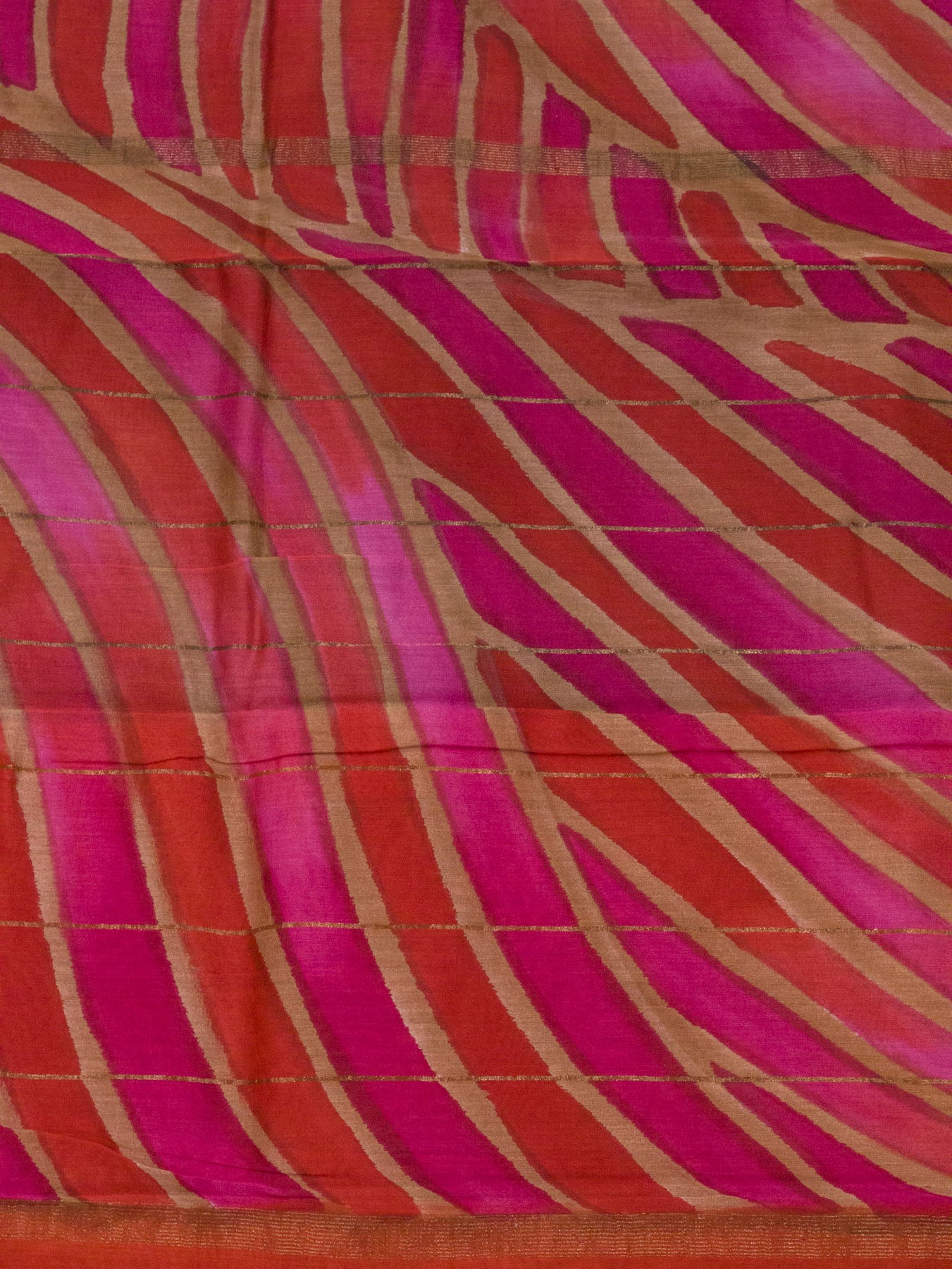 Raspberyy Pink Pure Silk Cotton Chanderi Maheshwari Saree Hand Brush Painted