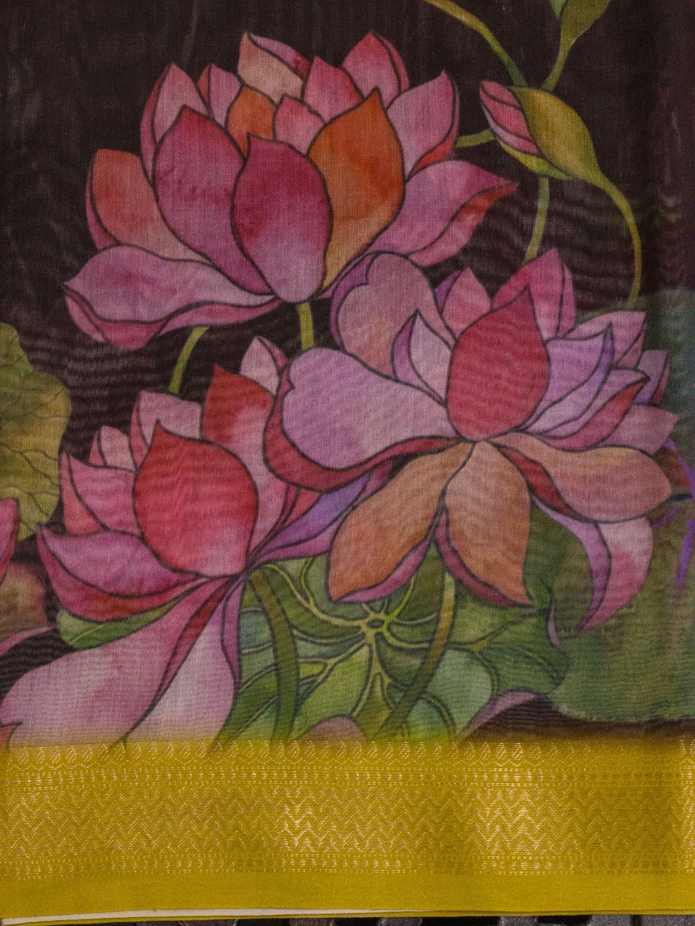 Walnut Brown Pure Silk Pure Silk Cotton Chanderi Mahewshwari Saree Digital Print