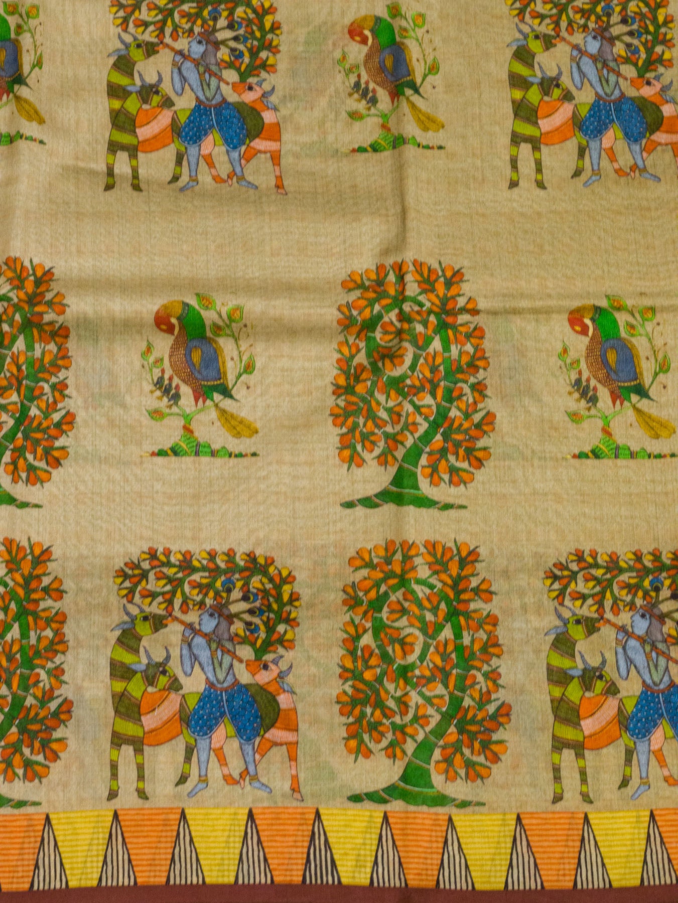 Tussar Pure Silk Pure Silk Mul Cotton Chanderi Saree with Intricate Digital Print