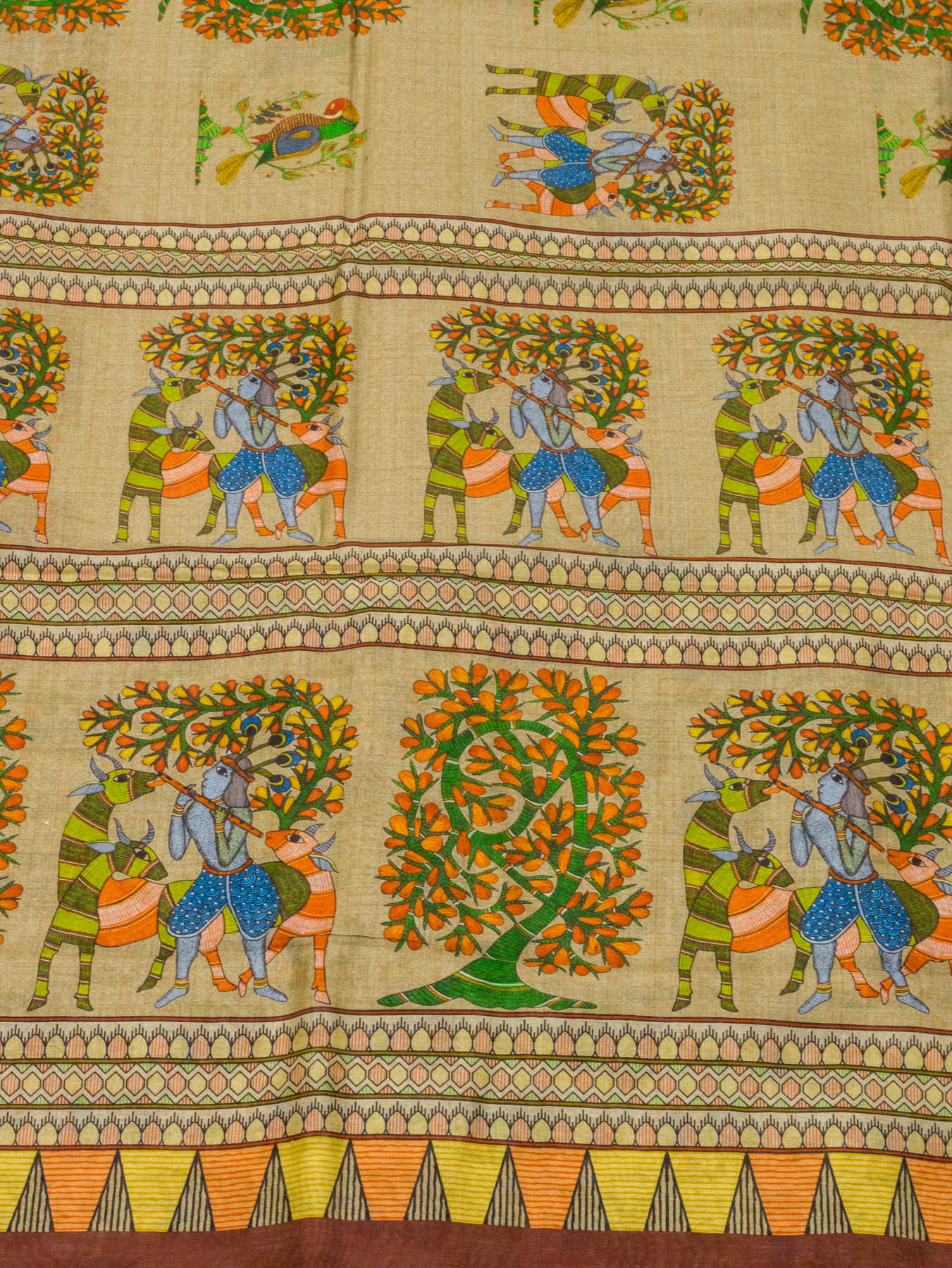 Tussar Pure Silk Pure Silk Mul Cotton Chanderi Saree with Intricate Digital Print