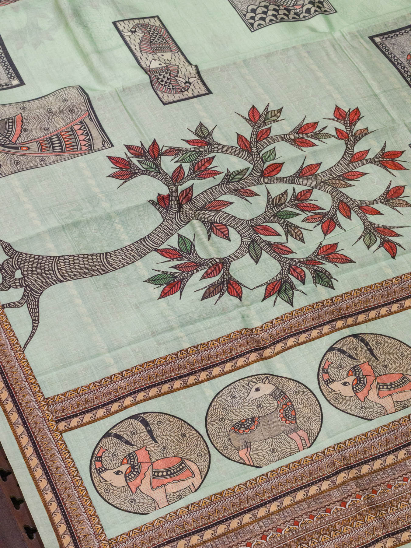 Light Sea Blue Pure Silk Pure Silk Mul Cotton Chanderi Saree with Intricate Digital Print