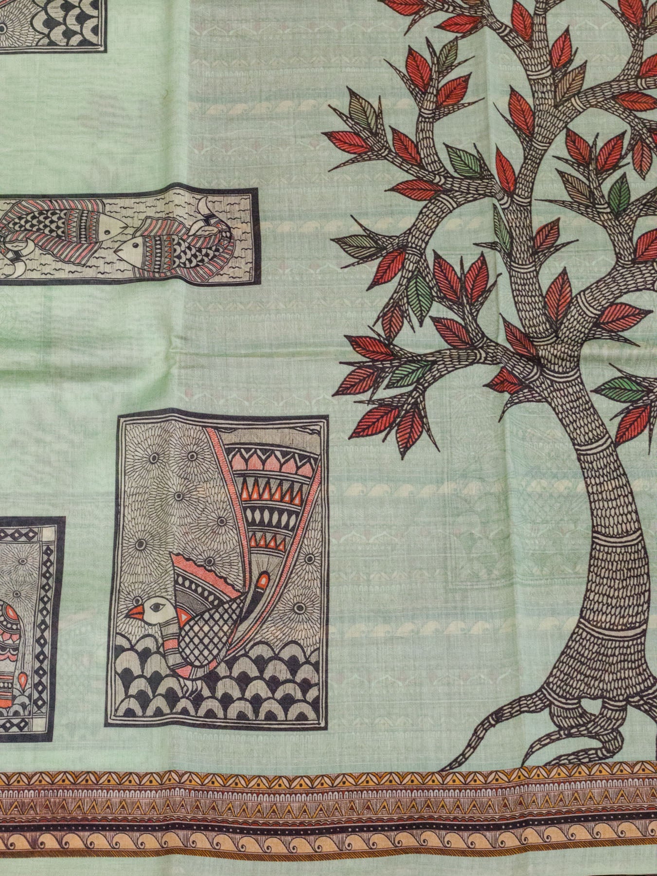 Light Sea Blue Pure Silk Pure Silk Mul Cotton Chanderi Saree with Intricate Digital Print