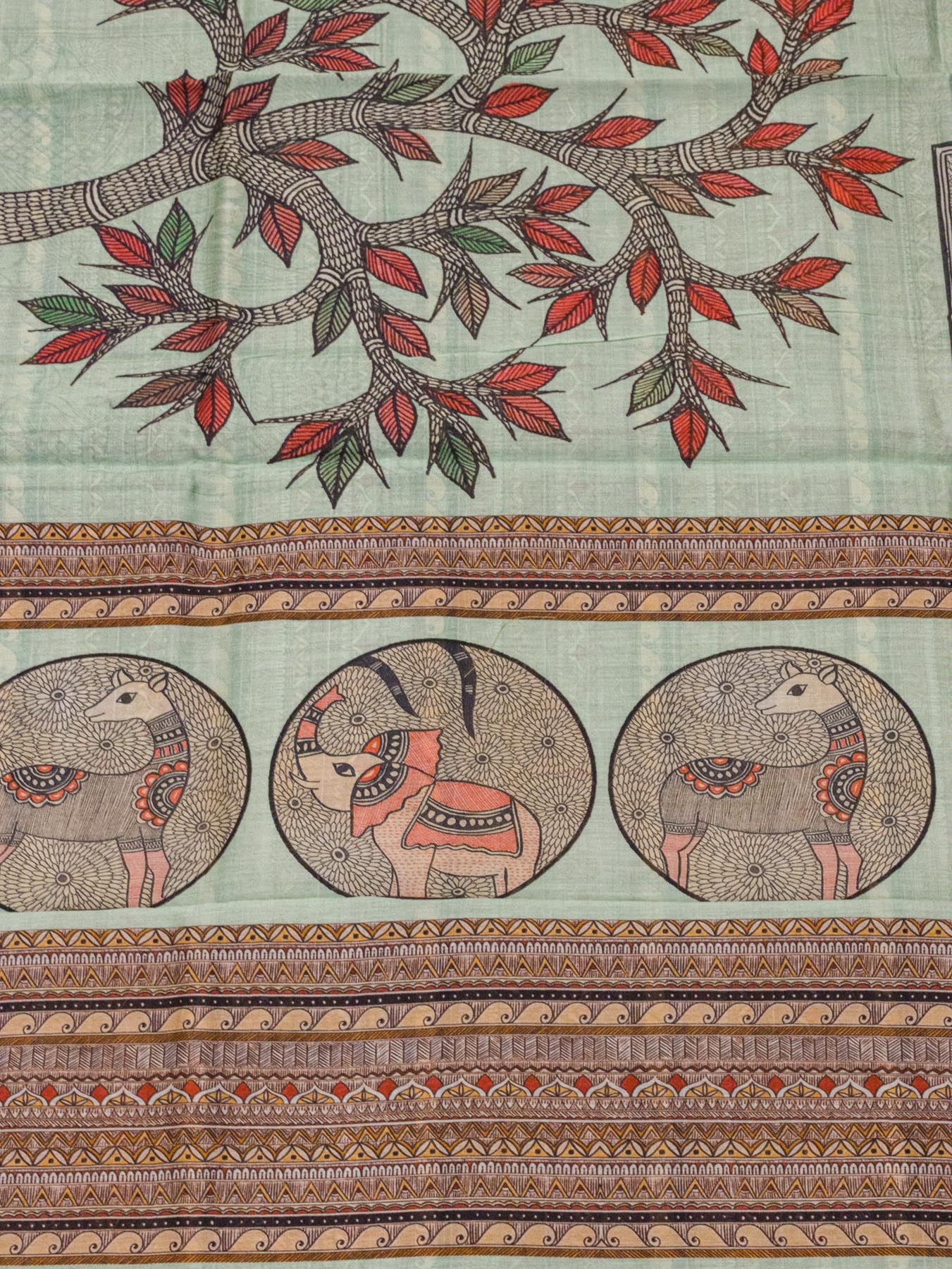 Light Sea Blue Pure Silk Pure Silk Mul Cotton Chanderi Saree with Intricate Digital Print