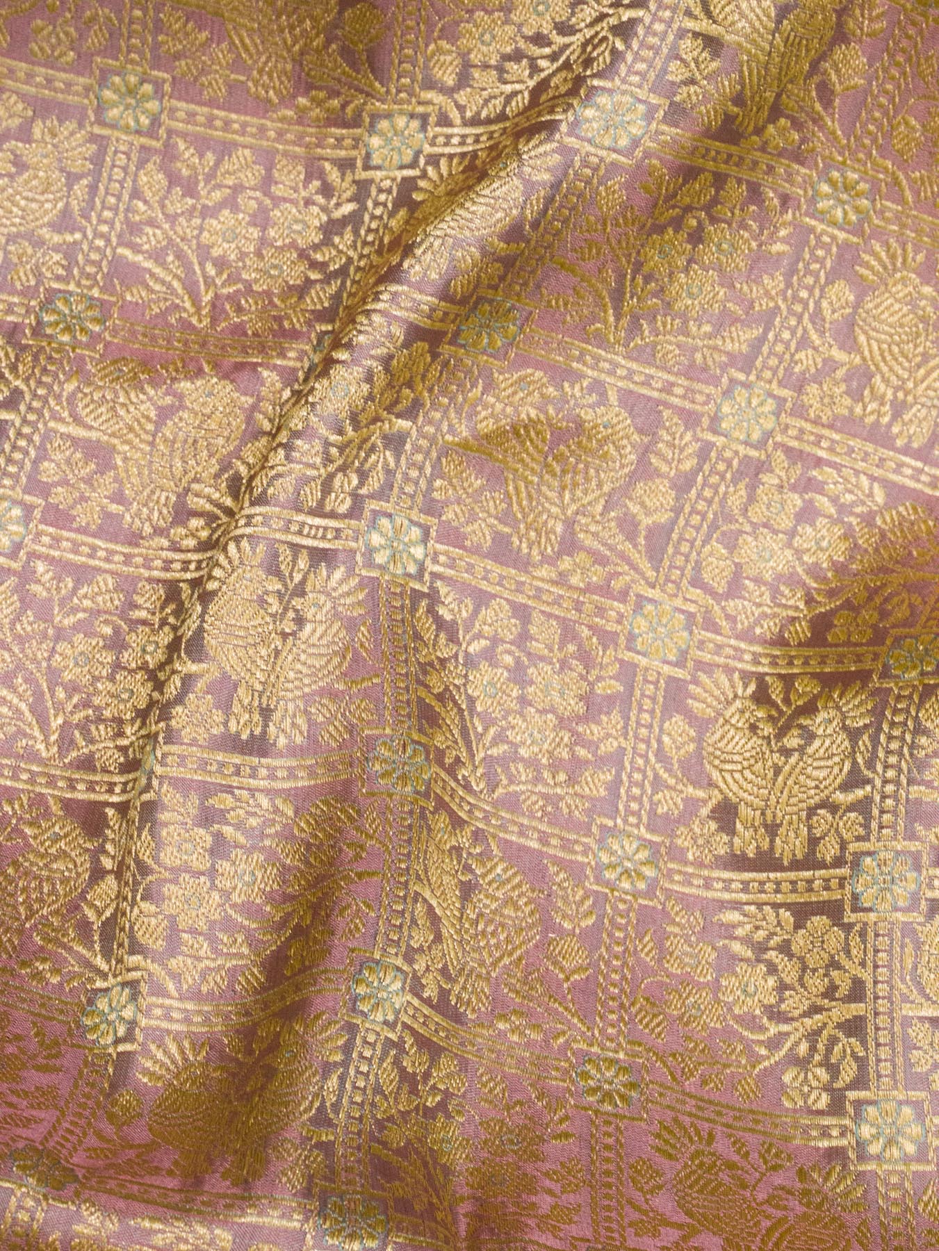 Light Lavender Shikargah Pure Katan Silk Handloom Saree Zari Brocade