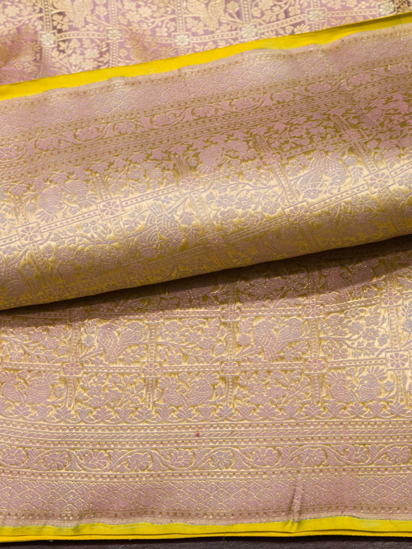 Light Lavender Shikargah Pure Katan Silk Handloom Saree Zari Brocade