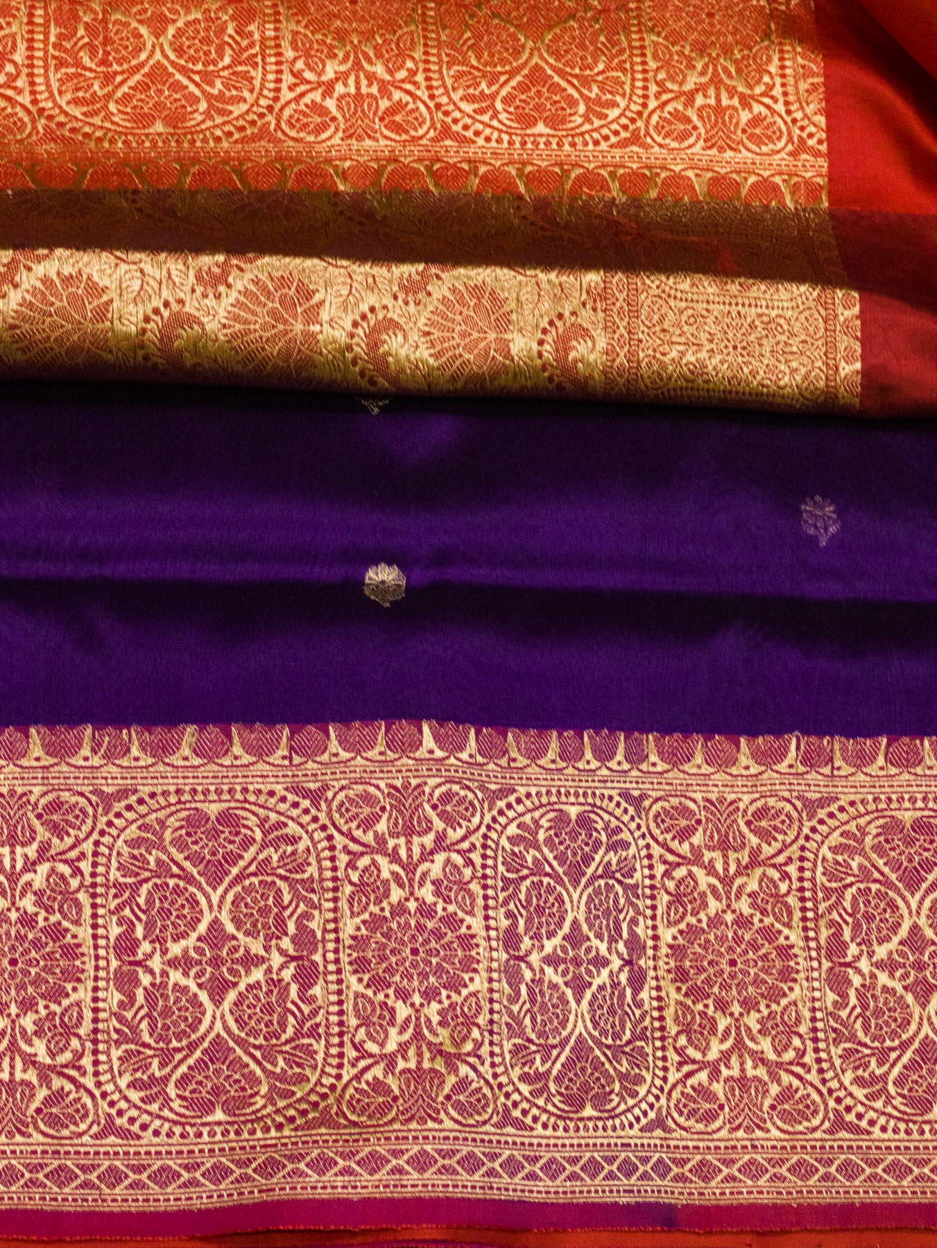 Purple Pure Kora Organza Silk Handloom Kadhwa Zari Buti Saree with Contrast Satin Border & Pallu