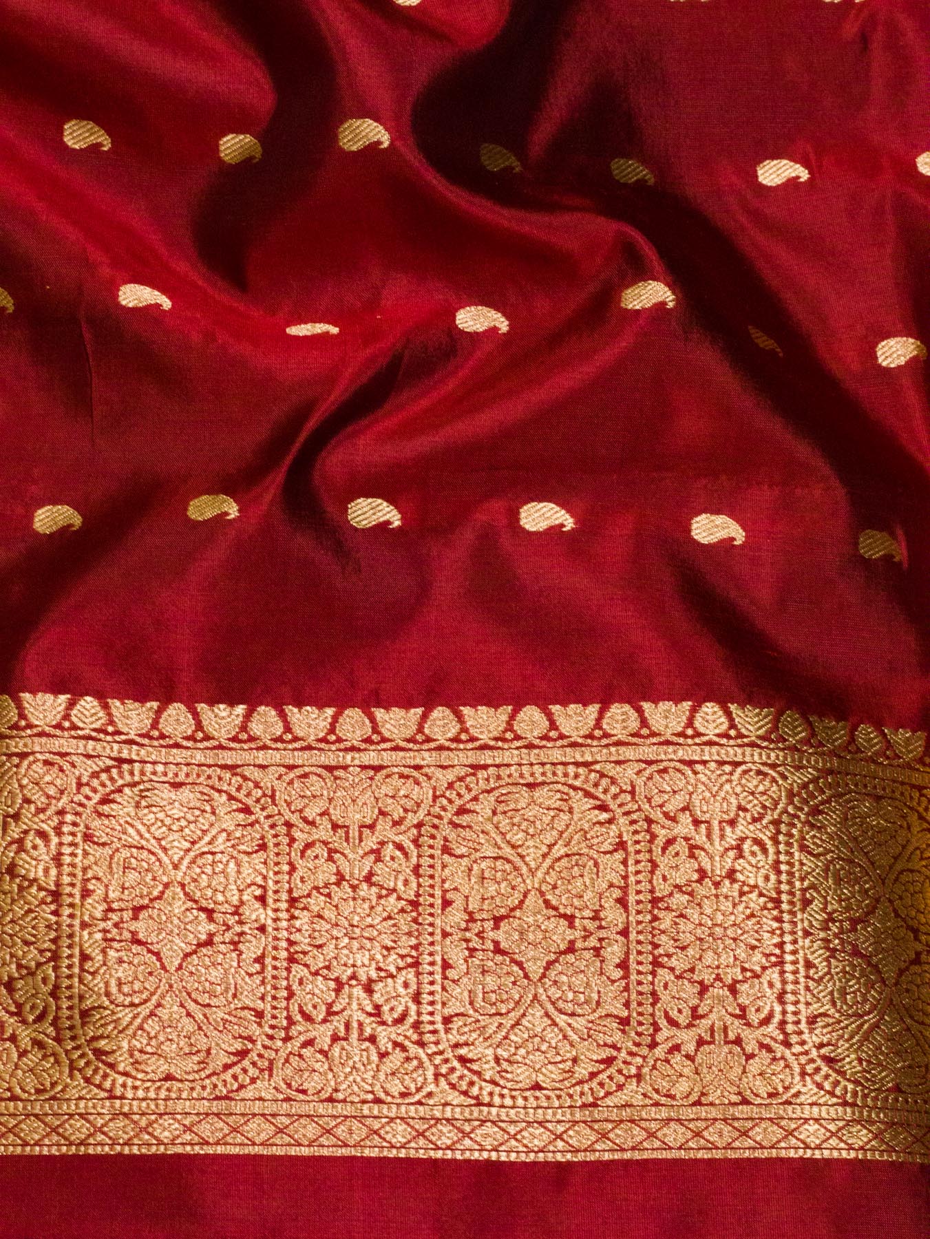 Purple Pure Kora Organza Silk Handloom Kadhwa Zari Buti Saree with Contrast Satin Border & Pallu