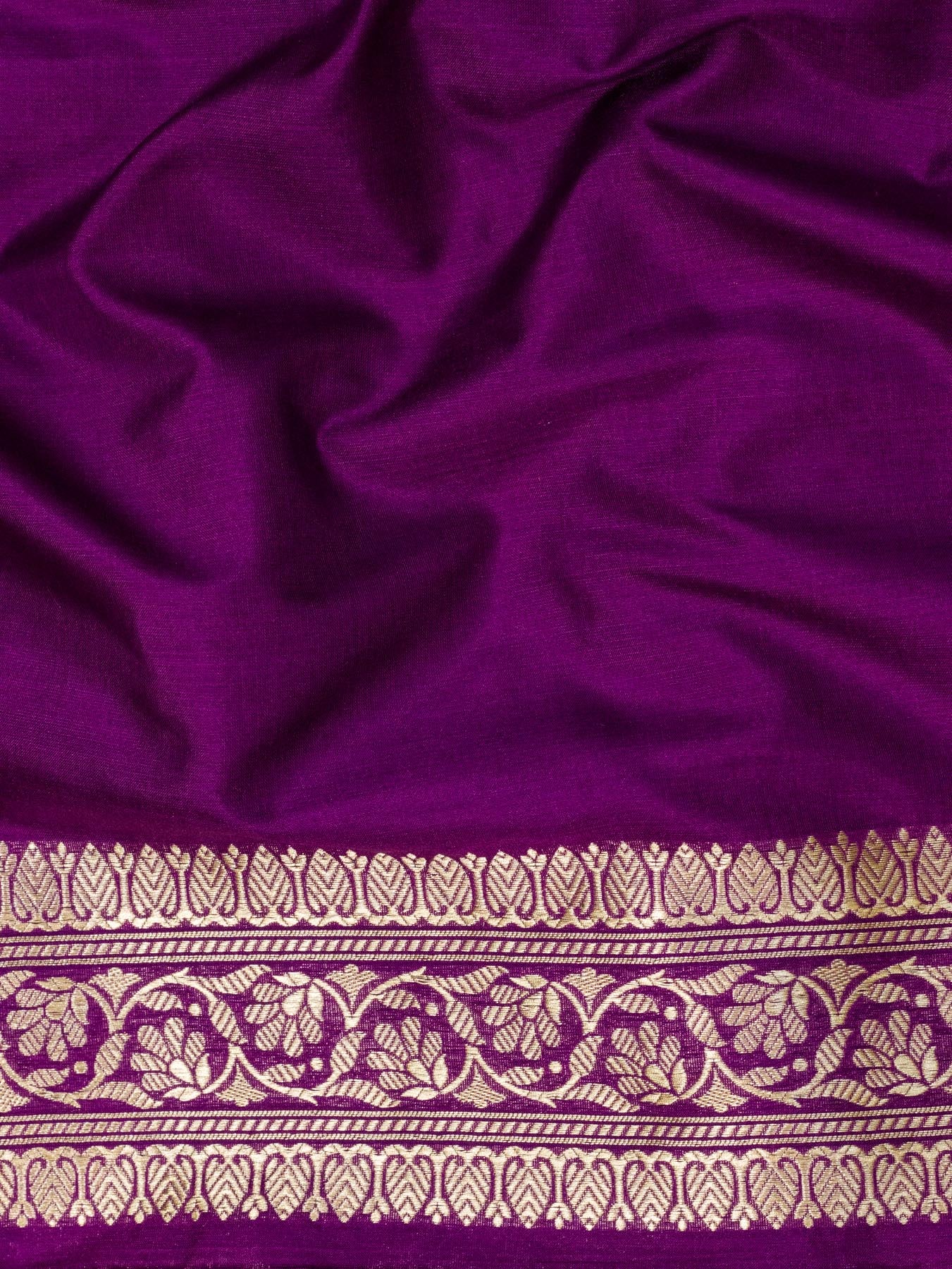 Bright Magenta Pure Katan Silk Saree Khaddi With Gold & Silver Zari Tilfi Meenakari Jaal
