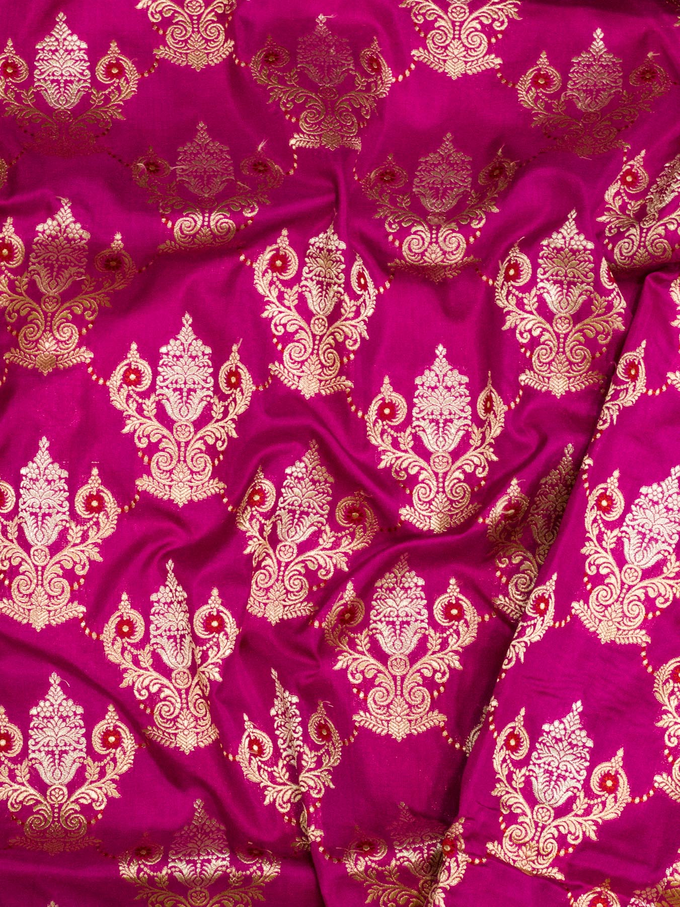 Bright Rani Pure Katan Silk Saree Khaddi With Gold & Silver Zari Tilfi Meenakari Jaal