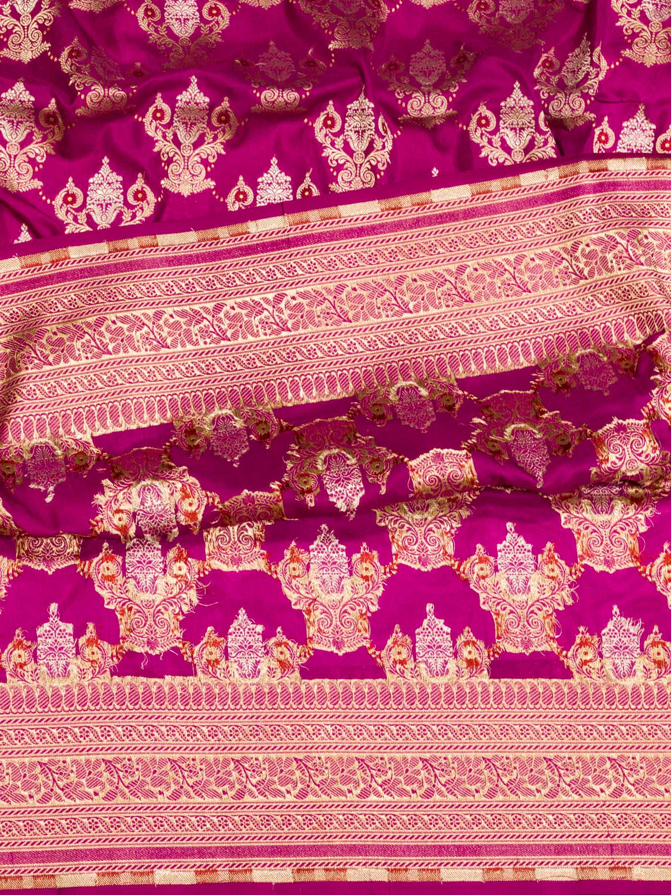 Bright Rani Pure Katan Silk Saree Khaddi With Gold & Silver Zari Tilfi Meenakari Jaal