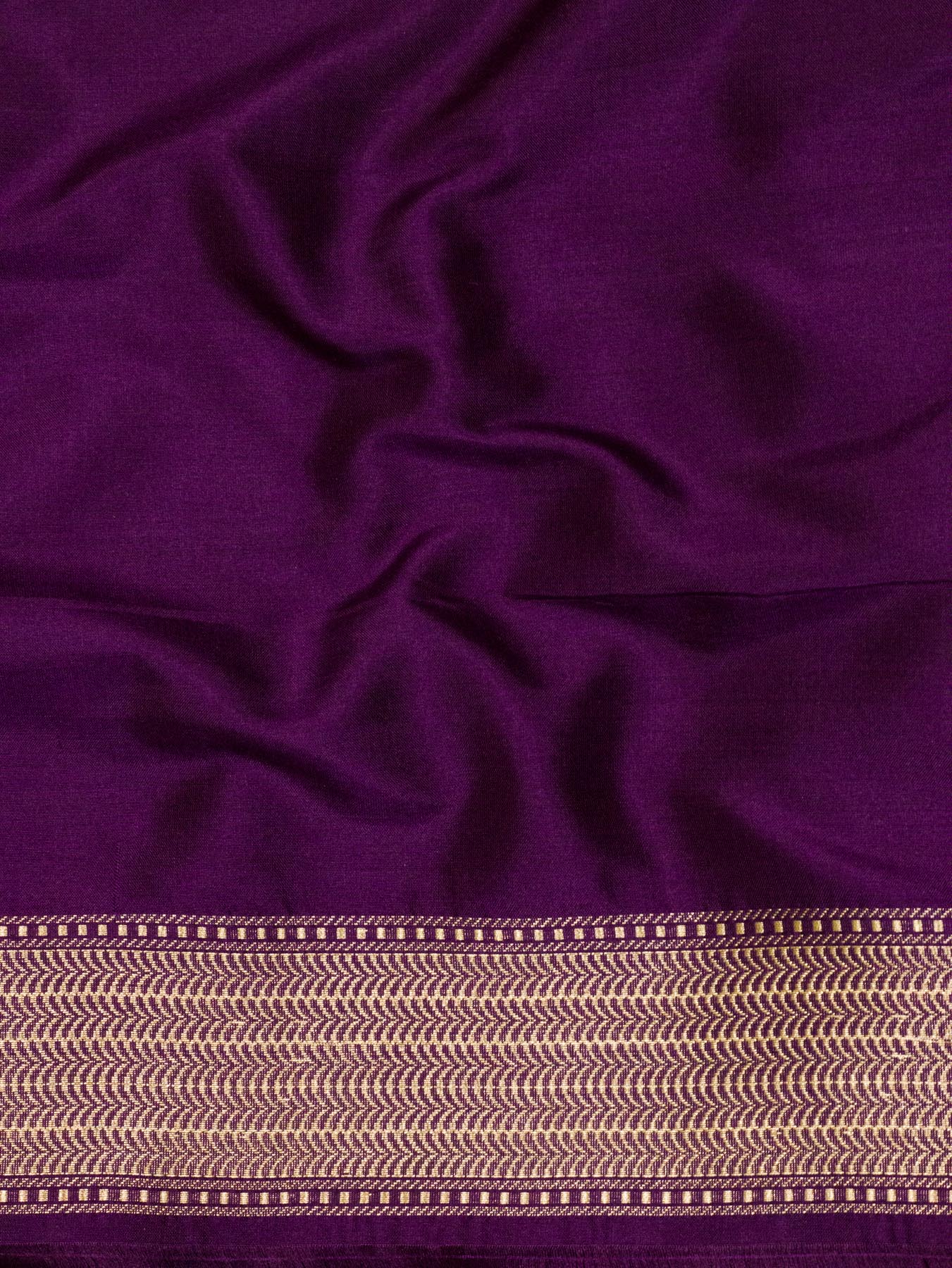 Magenta Purple Pure Katan Silk Handloom Saree Kadhwa Gold & Silver Zari Floral Buti