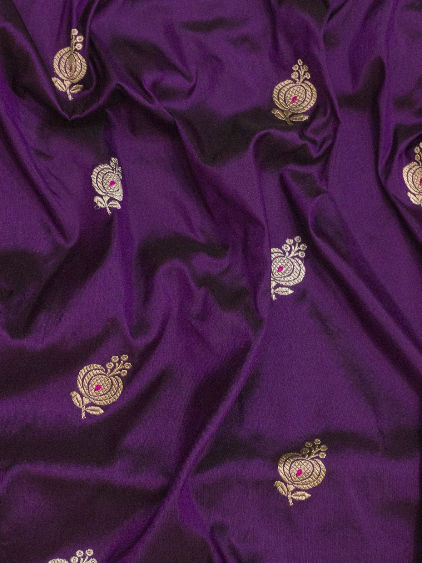 Pure Katan Silk Magenta Purple Banarasi Exquisitely woven with intricate Kadhwa Gold and Silver Zari Butis - ZARISPIRE