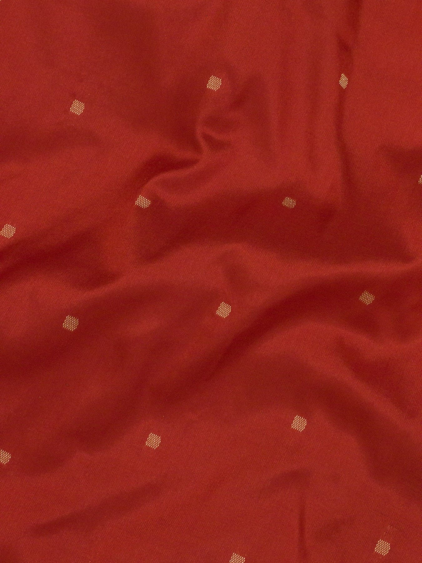 Bright Red Pure Katan Silk Handloom Kadhwa Saree with Scallop Meenakari Border & Pallu and Fine Gold Zari Khaddi Buti
