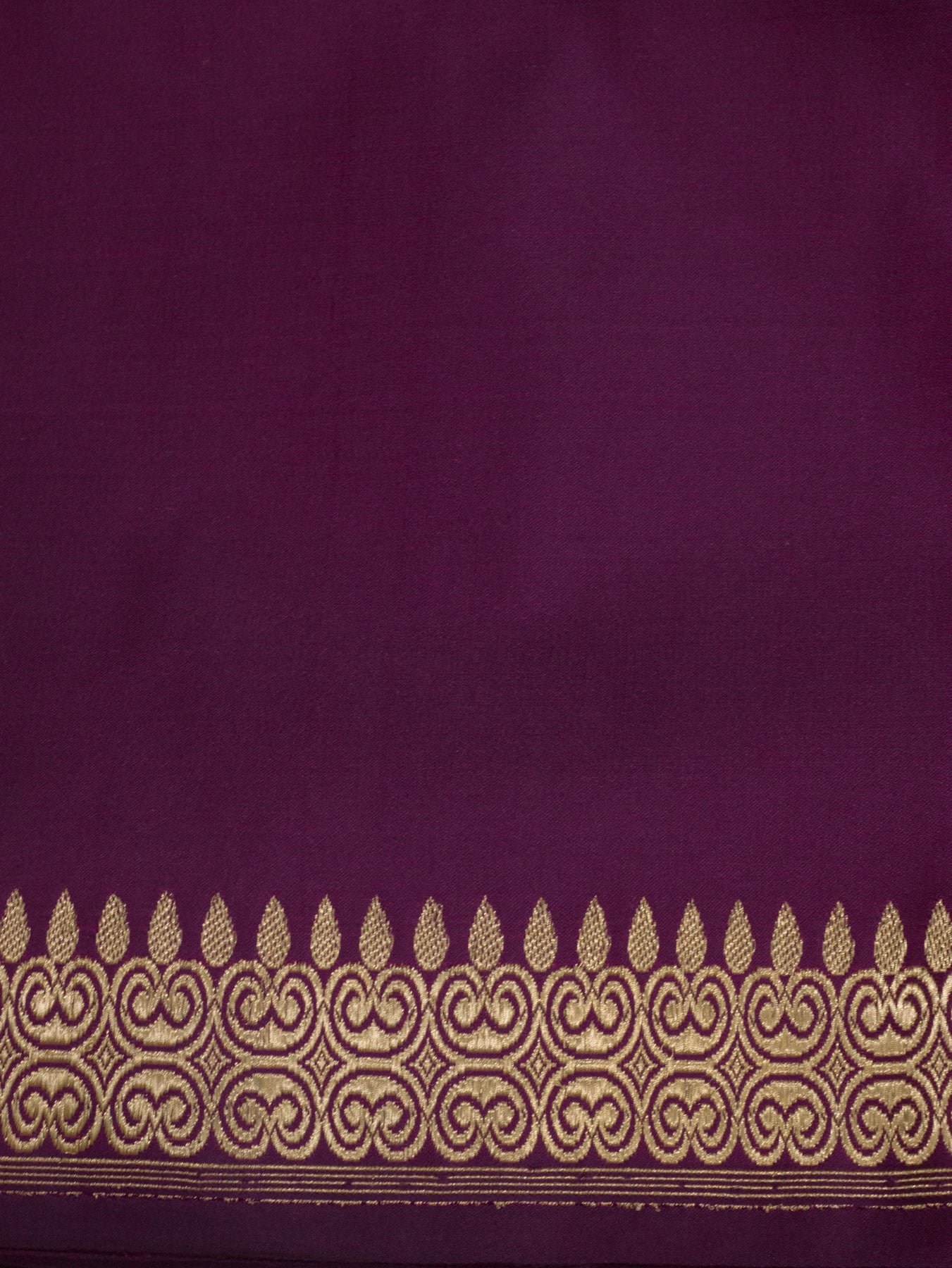 Magenta Pure Satin Silk Handloom Plain Saree with Kadhwa Gold Zari Geometric Pallu & Vasket Brocade Blouse