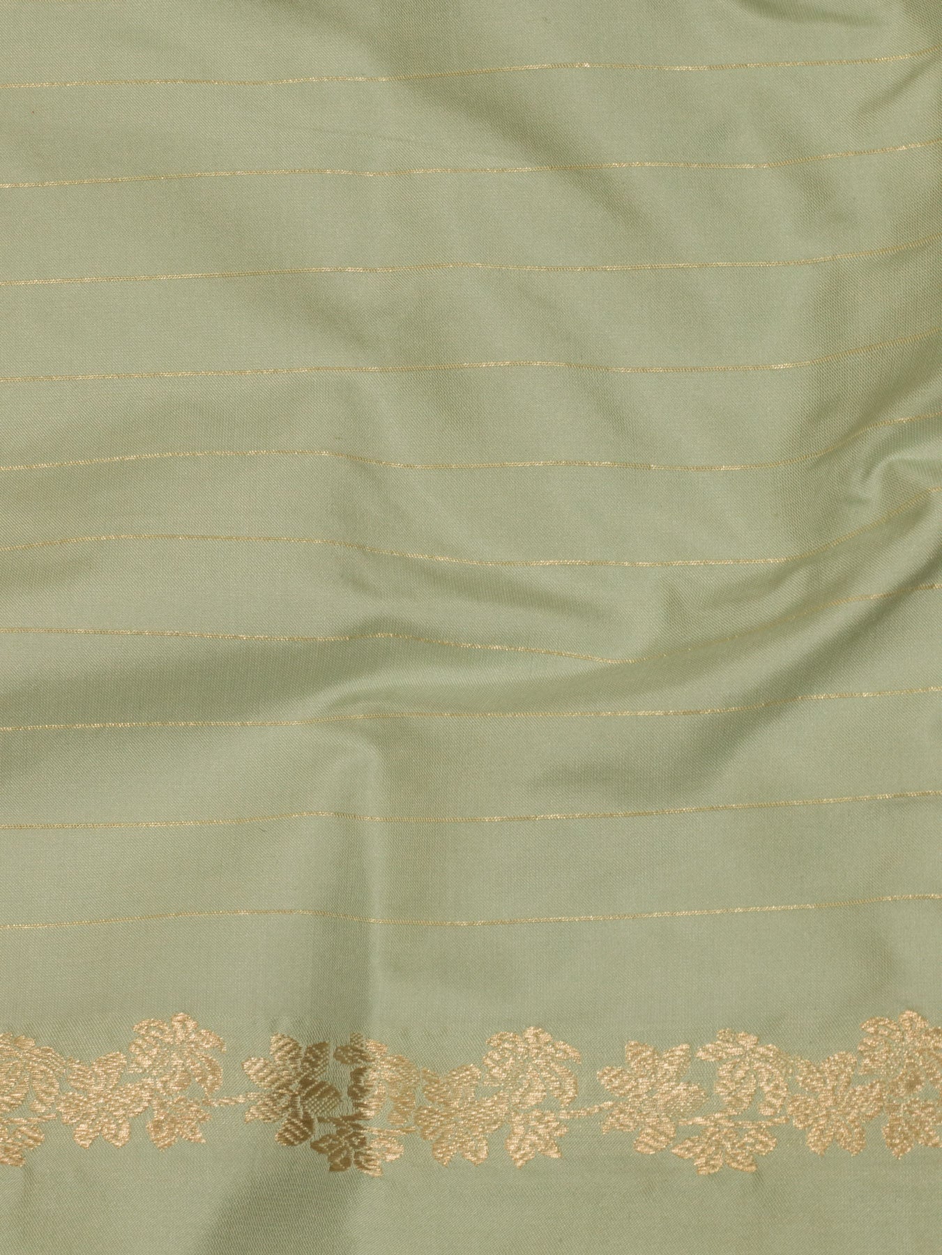Sea Green Pure Katan Naqshi Satin Silk Handloom Saree with Kadhwa Tilfi Meenakari Gold & Silver Zari Buti