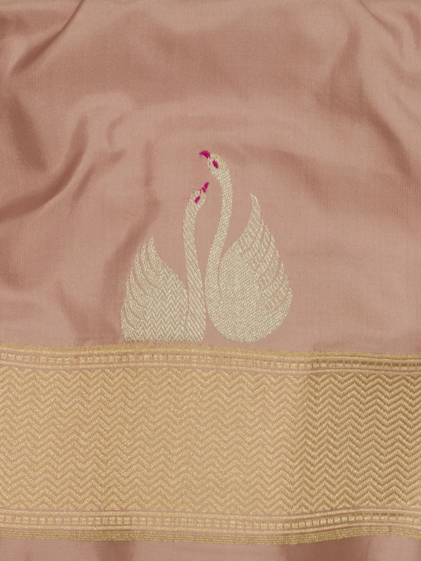 Pure Katan Silk Light Pink Banarasi Exquisitely woven with Kadhwa Tilfi Meenakari Gold & Silver Shikargah Butis - ZARISPIRE